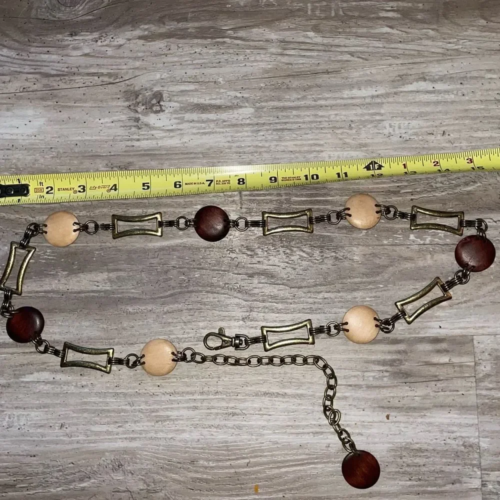 VINTAGE chain-wooden disks adjustable belt